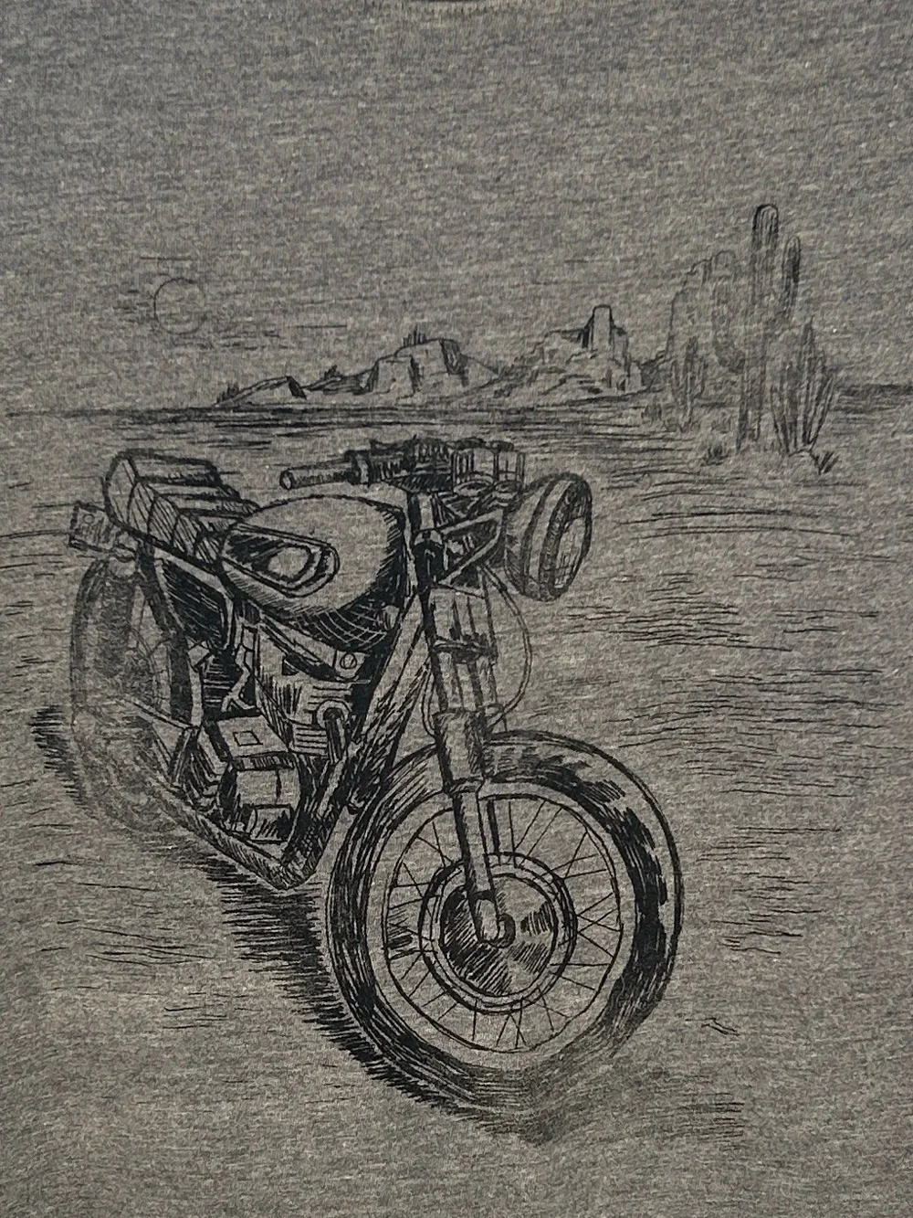 Banana Republic Charcoal Gray Motorcycle Graphic Tee Unisex Size: L